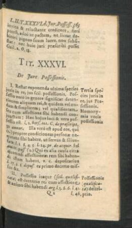 Tit. XXXVI. De Iure Possessionis
