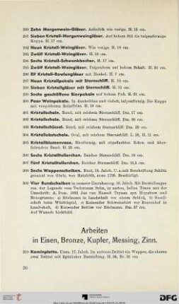 Arbeiten in Eisen, Bronze, Kupfer, Messing, Zinn (Nr. 310-417)