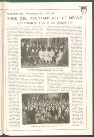 Nuestras instituciones culturales : Hijos del Ayuntamiento de Meaño. Interesante fiesta de beneficio