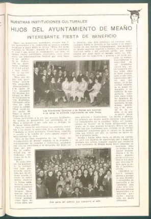 Nuestras instituciones culturales : Hijos del Ayuntamiento de Meaño. Interesante fiesta de beneficio