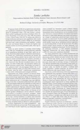 59: Sztuka i polityka : sesja naukowa Instytutu Sztuki Polskiej Akademii Nauk, Instytutu Historii Sztuki UAM oraz Birbeck College, University of London, Warszawa, 11-13 IX 1996