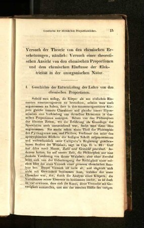 Versuch der Theorie von den chemischen Erscheinungen, nämlich : Versuch einer theoretischen Ansicht von den chemischen Proportionen und dem chemischen Einfluss der Elektrizität in der unorganischen Natur.