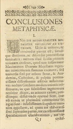 Conclusiones Metaphysicae.