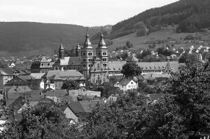 Amorbach: Blick von der Höhe auf Stadt und Abtei