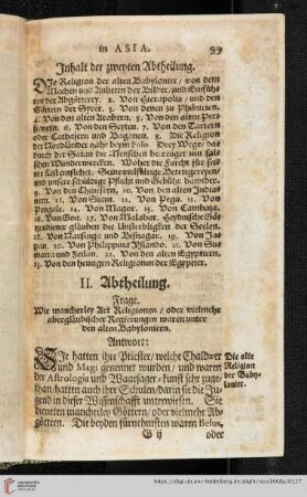 Inhalt der zweyten Abtheilung