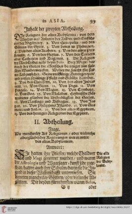 Inhalt der zweyten Abtheilung