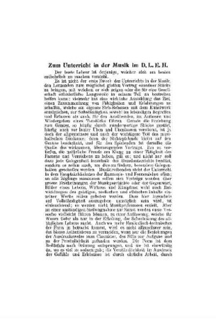 Zum Unterricht in der Musik im D.L.E.H.