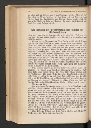 Die Stellung der mohammedanischen Mutter zur Kindererziehung