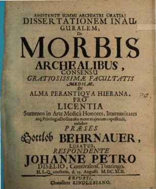 Diss. inaug. de morbis archealibus