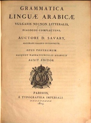 Grammaire de la langue arabe