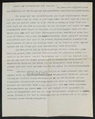 Brief von Gerhart Hauptmann an Konrad Haenisch