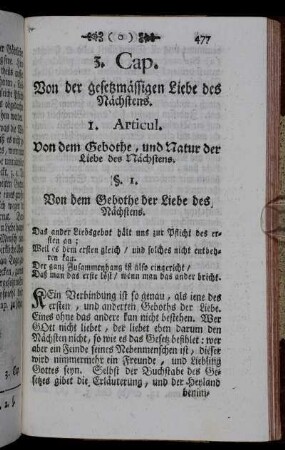 1. Articul. Von dem Gebothe, und Nataur der Liebe des Nächstens.
