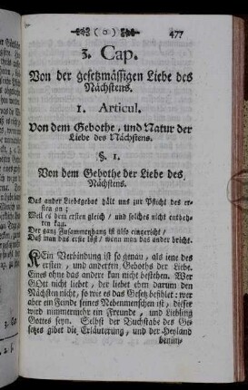 1. Articul. Von dem Gebothe, und Nataur der Liebe des Nächstens.