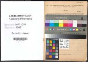 Entnazifizierung Jakob Schmitz , geb. 15.08.1880 (Krim.Sekretaer)