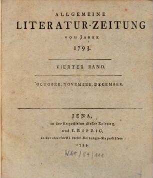 Allgemeine Literatur-Zeitung : ALZ ; auf das Jahr .... 1793, 4