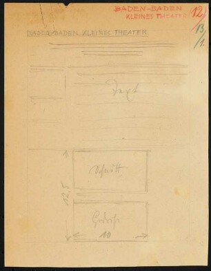 Kleines Theater, Baden-Baden: Layout-Skizze, drei Seiten