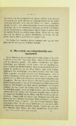 14. Was versteht man volkswirtschaftlich unter Sparsamkeit?