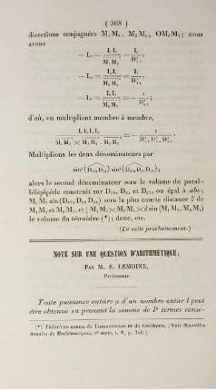 Note sur une question d'arithmétique.