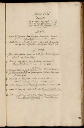 Doubletten bey dem letzten Transport der aus Wien von dem Hhn. Legations rath Mühl übersandten italienischen Büchern.
