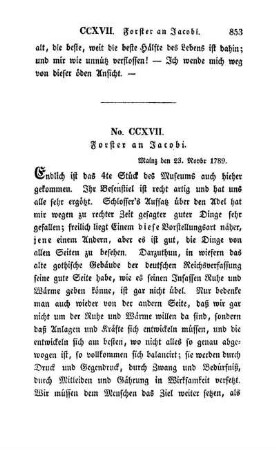No. CCXVII. Forster an Jacobi