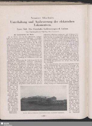 Neunter Abschnitt: Unterhaltung und Ausbesserung der elektrischen Lokomotiven