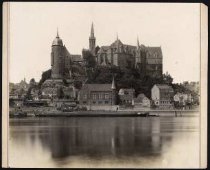 Meißen. Burgberg mit Albrechtsburg und Dom vom rechten Elbufer