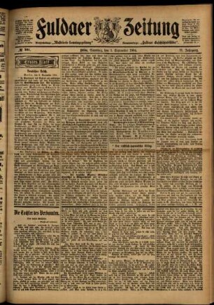 Erste Ausgabe vom Samstag, den 03. September 1904.
