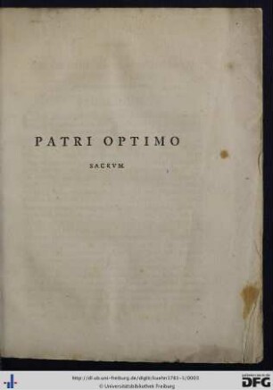 Patri Optimo Sacrum.