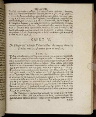 Caput VI. De Virginum ultimis Voluntatibus earumque Successionibus, tam ex Testamento quam ab Intestato.