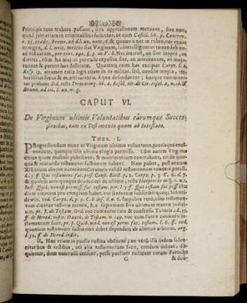 Caput VI. De Virginum ultimis Voluntatibus earumque Successionibus, tam ex Testamento quam ab Intestato.