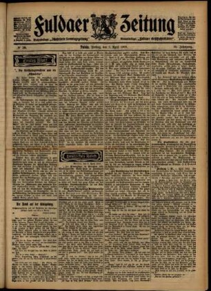 Erste Ausgabe vom Freitag, den 03. April 1903.