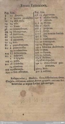 Errata Extantiora.
