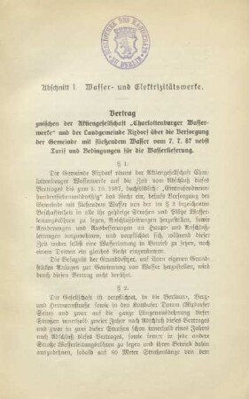 Abschnitt I. Wasser- und Elektrizitätswerke