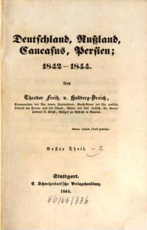 Deutschland, Rußland, Caucasus, Persien : 1842 - 1844, 1