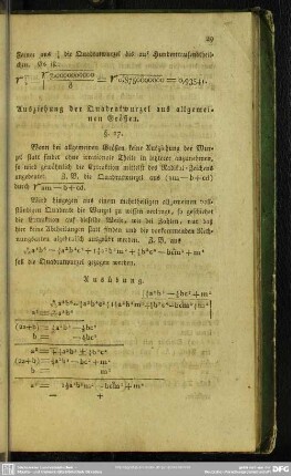 Ausziehung der Quadratwurzel aus allgemeinen Größen