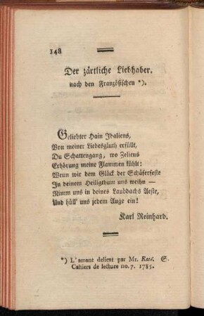 Der zärtliche Liebhaber.