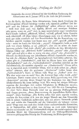 Reifeprüfung - Prüfung oder Reife?
