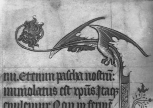 Missale des Simon Renoul — Randleistenverzierung, Drolerie: In Teile zerlegter Drache, Folio 122 verso