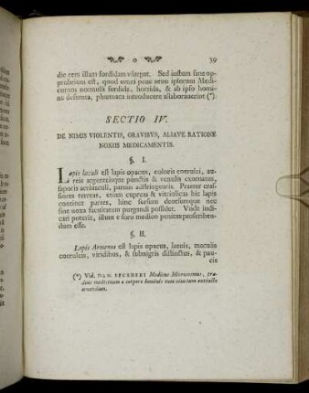 Sectio IV. De Nimis Violentis, Grauibus, Aliaue Ratione Noxiis Medicamentis.
