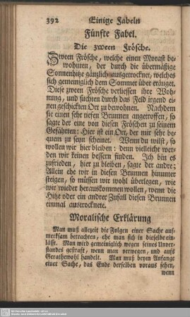Fünfte Fabel. Die zween Frösche