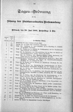 Tages-Ordnung, 20. Juni 1900