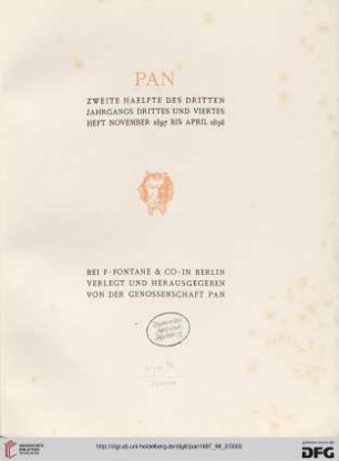 Titelblatt Heft III und IV (November 1897 bis April 1898)
