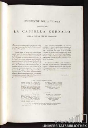 Spiegazione della Tavola rappresentante la Capella Cornaro nella Chiesa dei SS. Apostoli