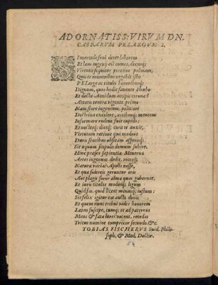 Ad Ornatiss: Virum Dn. Casparum Pelargum S.