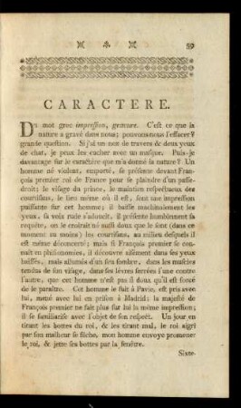 Caractere. - Critique.