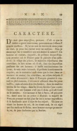 Caractere. - Critique.
