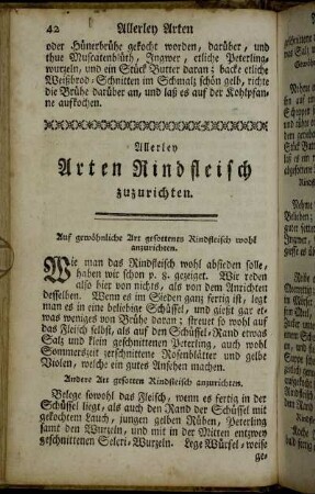 Allerley Arten Rindfleisch zuzurichten.