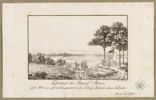 Ansicht von der Höhe im Süden Dresdens nach Norden auf die Stadt mit dem Denkmal für den französischen General der Befreiungskriege gegen Napoleon Jean Victor Moreau (1761-1813), Radierung um 1815 : Denkmal des General Moreau, auf der Stelle wo er field. 27. August 1813. bei dem Dorf Recknitz onweit Dresden/ bei C. F. Sprinck. - [Dresden] , [ca. 1815]. - 1 Kunstblatt : Radierung ; 12,5 x 8,2 cm