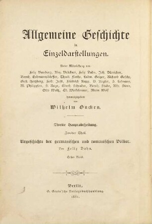 Urgeschichte der germanischen und romanischen Völker, 1