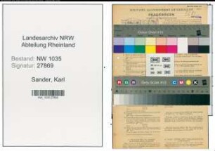 Entnazifizierung Karl Sander , geb. 05.11.1908 (Kaufmaennischer Angestellter)